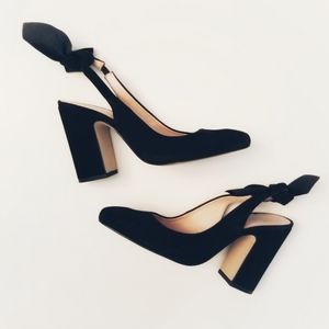Free People Suede Bow Sling-back Block Heel